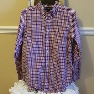 Polo - Red and Navy Plaid - Size XL (18/20)